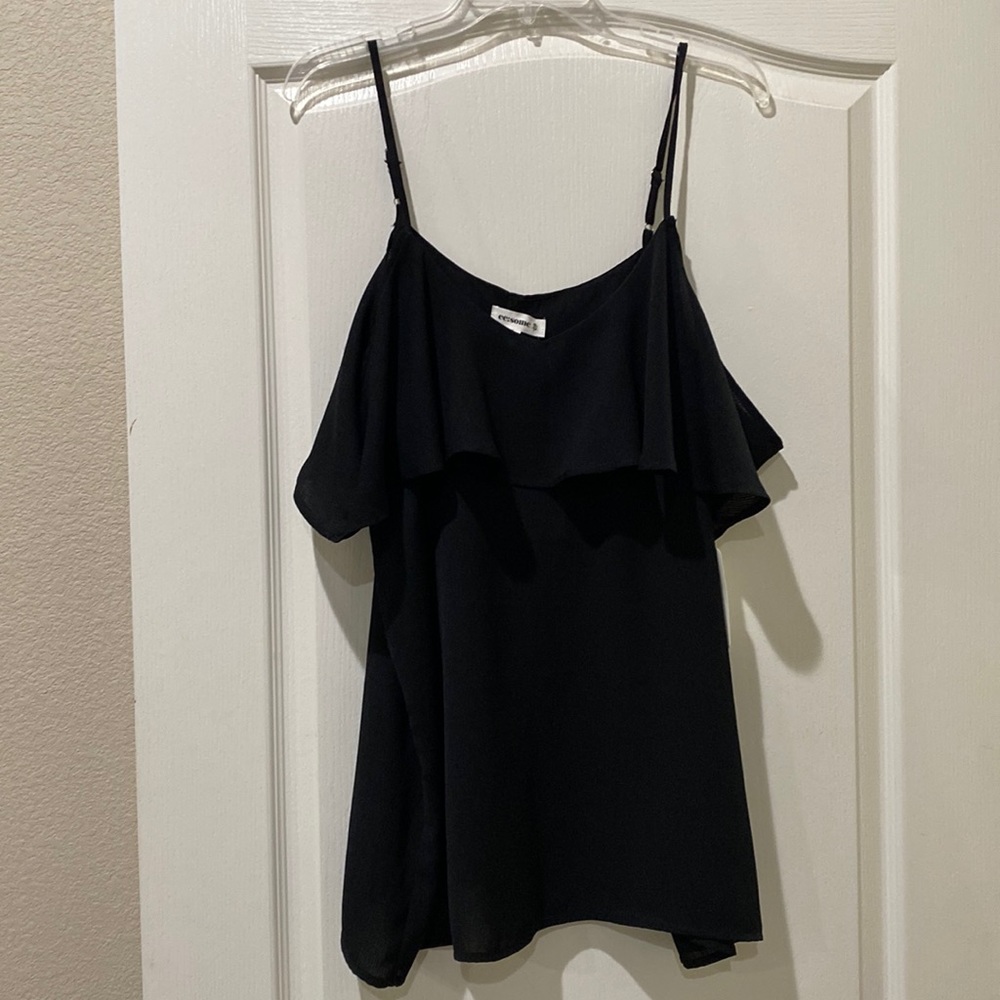 Black cami with ruffle